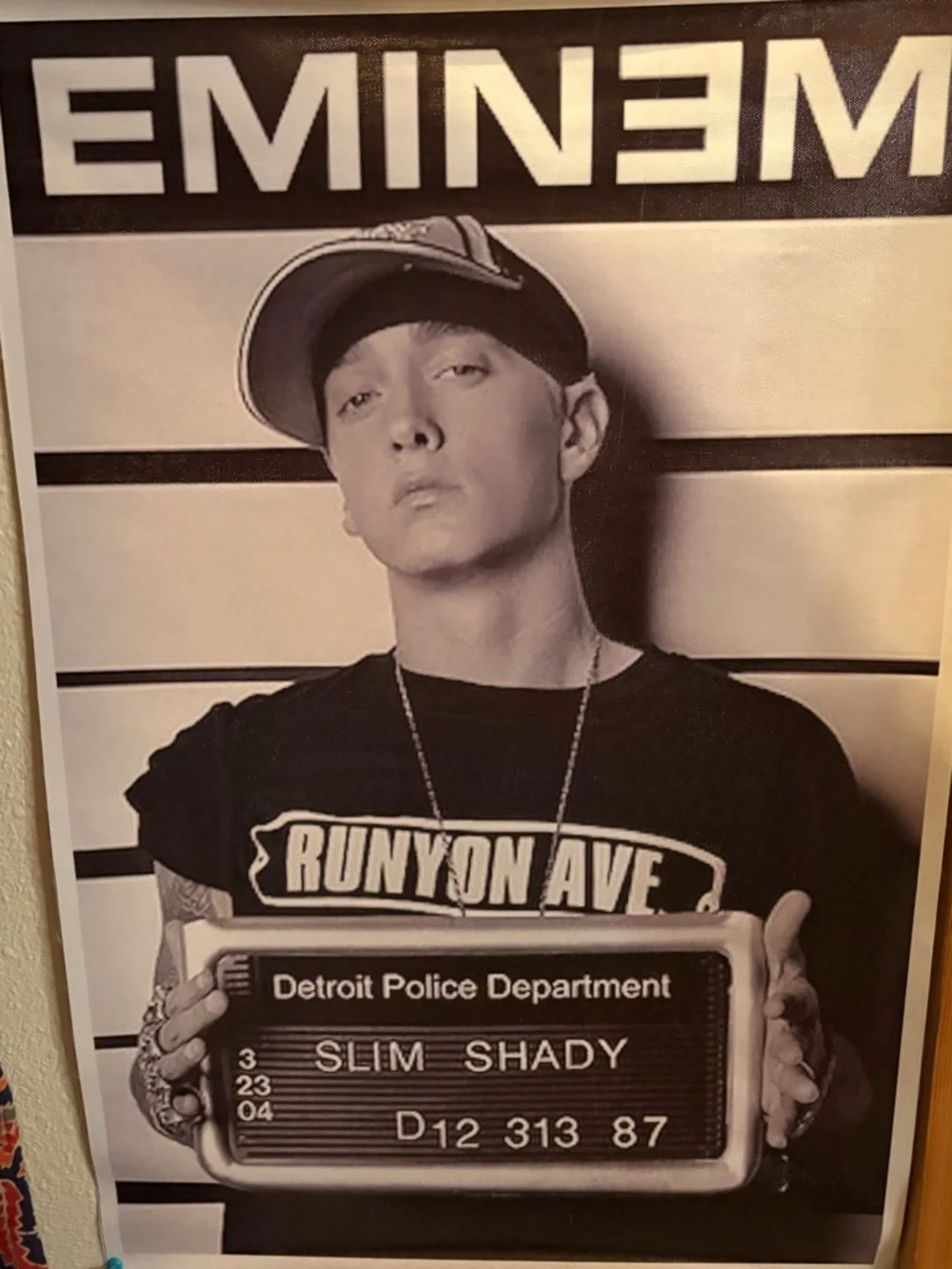 Eminem Slim Shady Mugshot Poster - Black & White
